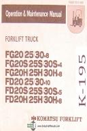 Komatsu Forklift FG & FD Series, Forklift Truck, Operations & Maintenance Manual-FD Series-FD20H/25H/30H-8-FD20S/25S/30S-5-FG Series-FG20/25/30-8-FG20H/25H/30H-8-FG20S/25S/30S-4-01